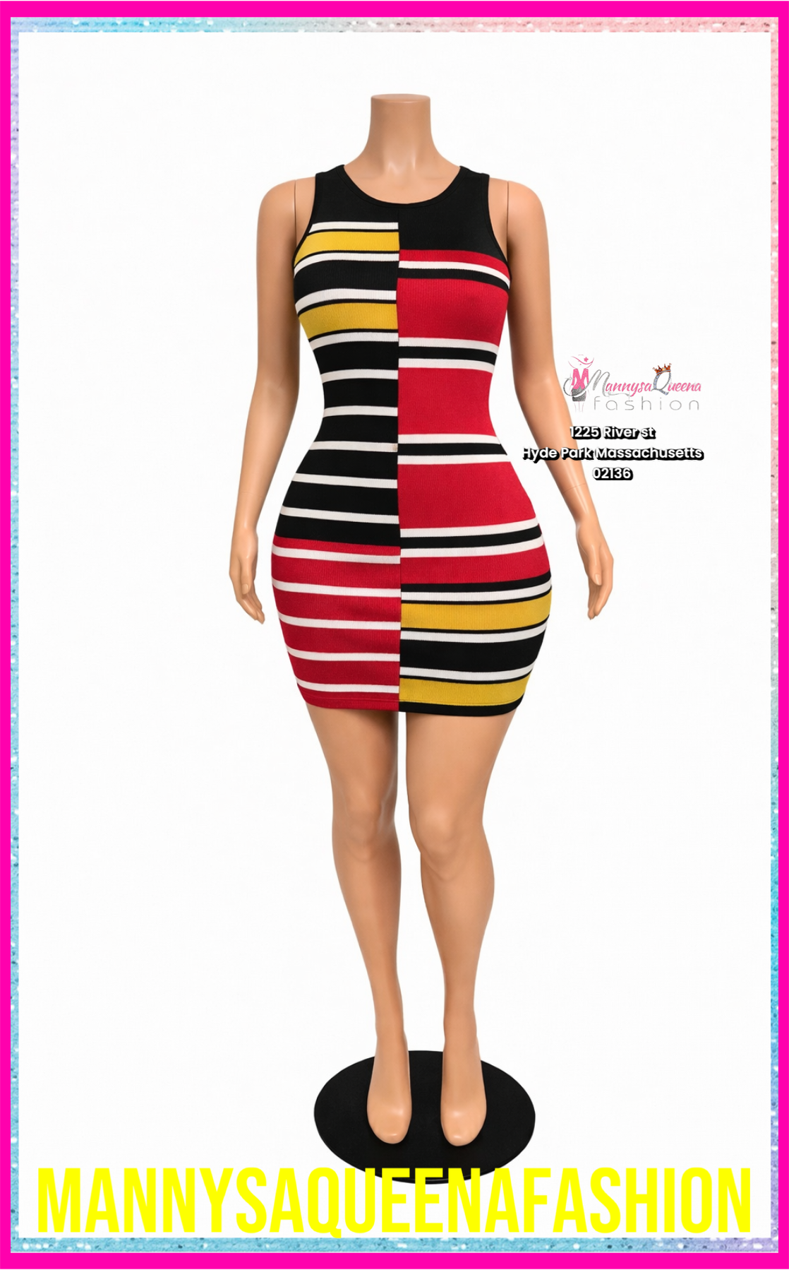 Block Stripe Bodycon Mini Dress