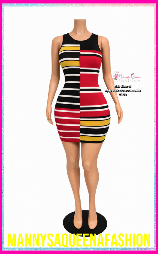Block Stripe Bodycon Mini Dress