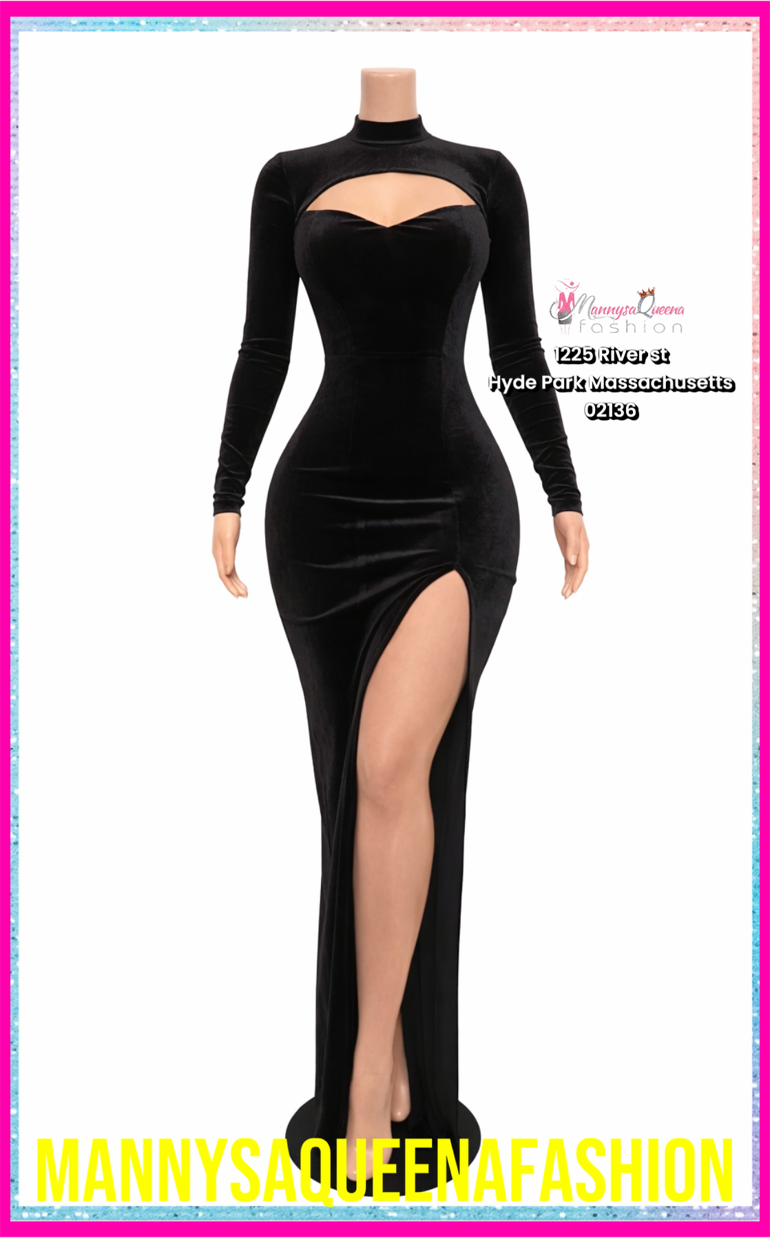 MOCK NECK MAXI DRESS BLACK