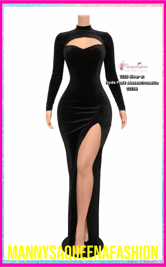 MOCK NECK MAXI DRESS BLACK