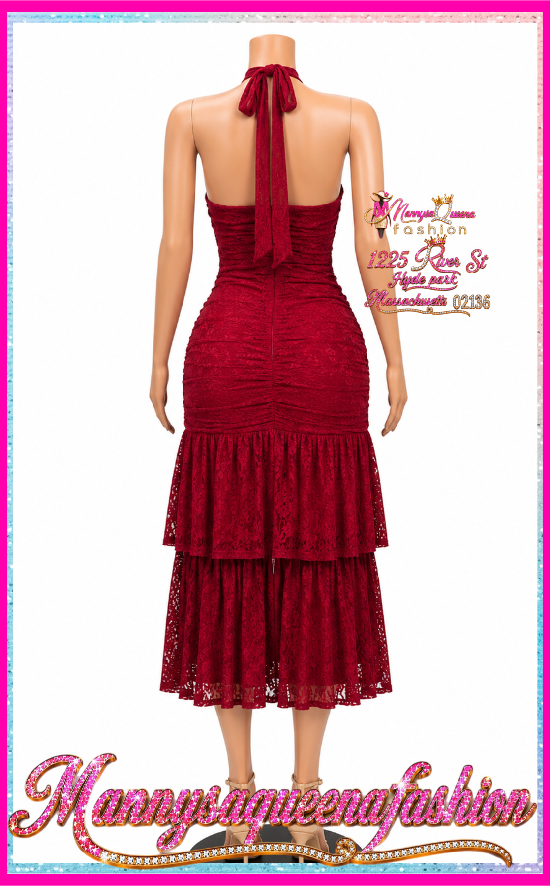 Ruched Lace Maxi Dress