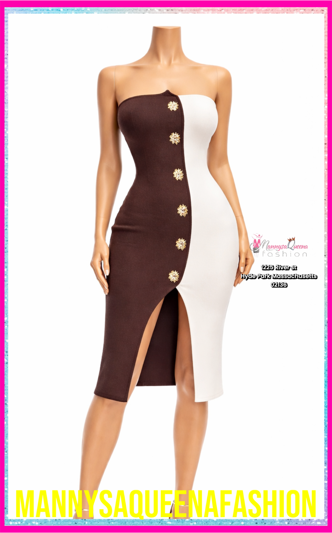 BODYCON TUBE MIDI DRESS BROWN