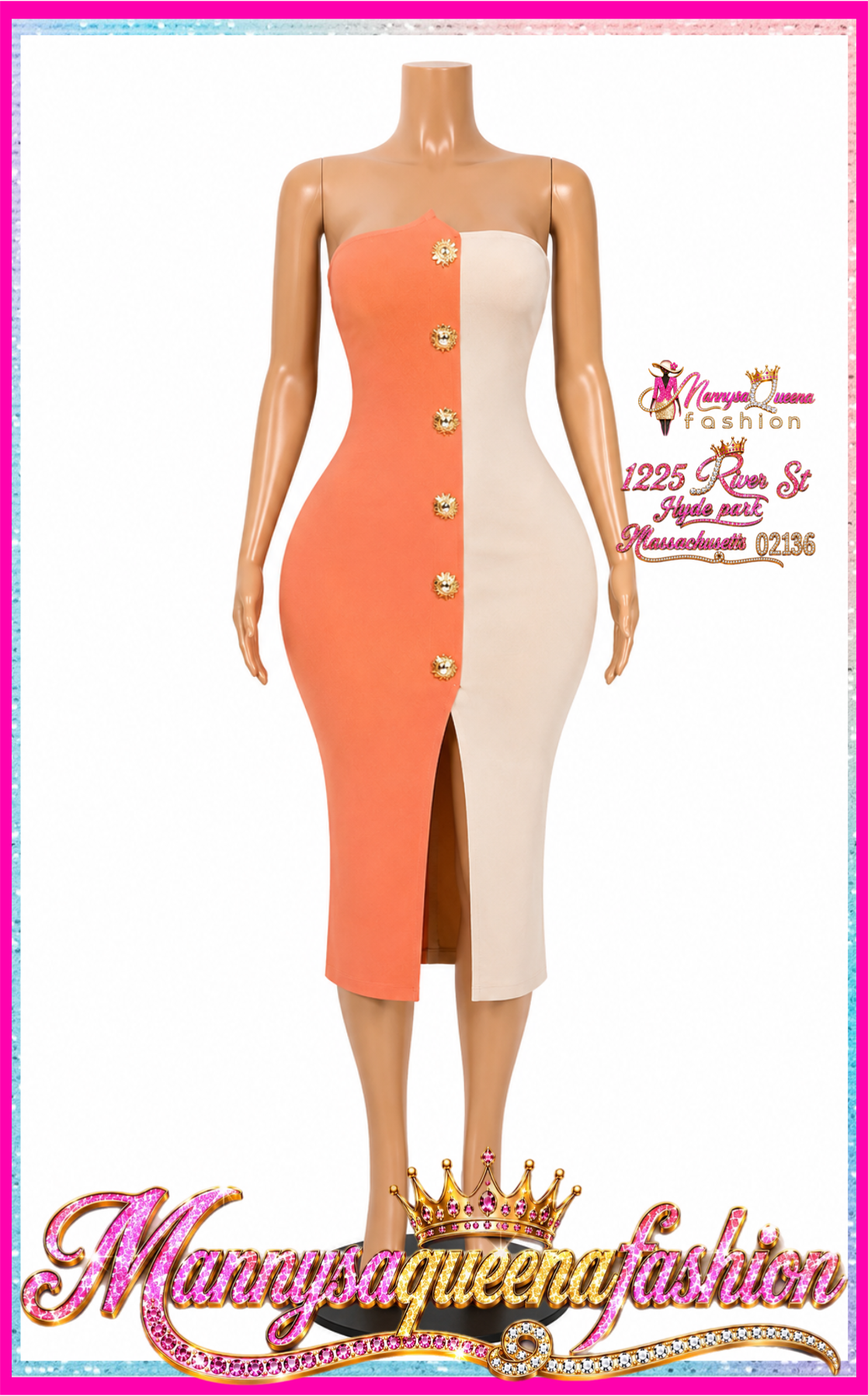 BODYCON TUBE MIDI DRESS CORAL