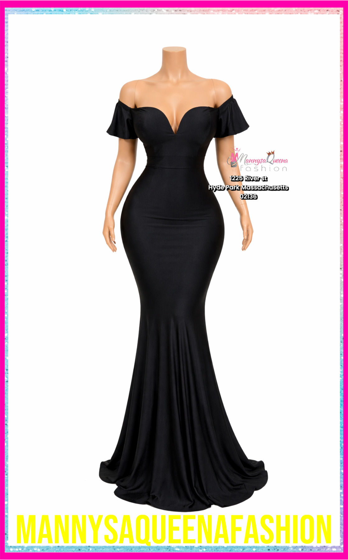 Black Elegance Off-Shoulder Mermaid Maxi Dress