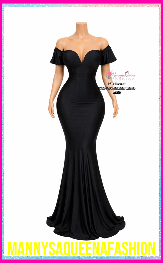 Black Elegance Off-Shoulder Mermaid Maxi Dress