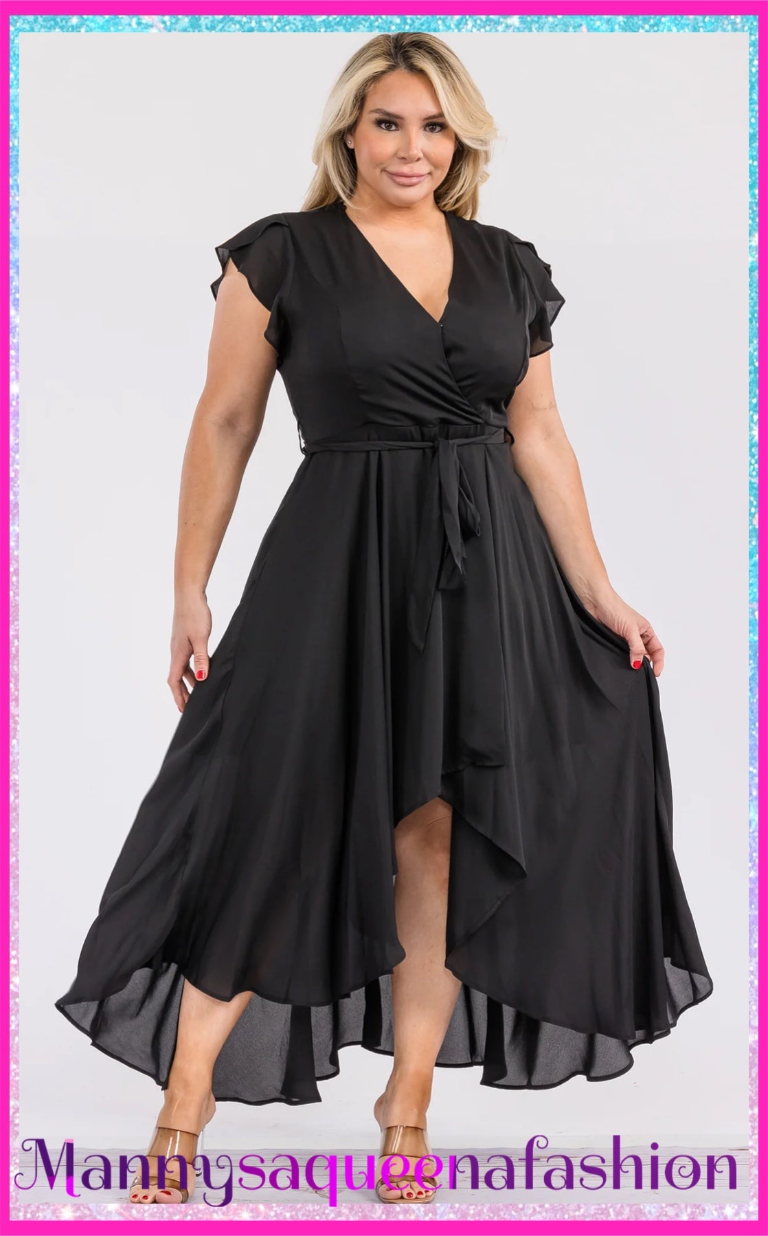 Faux Wrap Maxi Dress Black