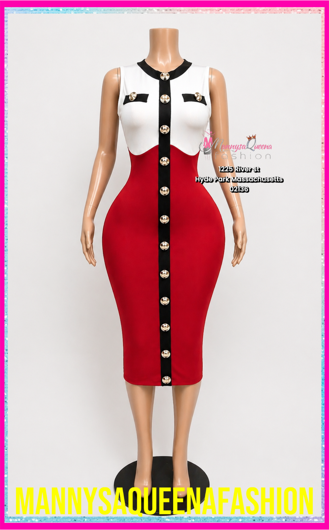 Glam Midi Dress Red