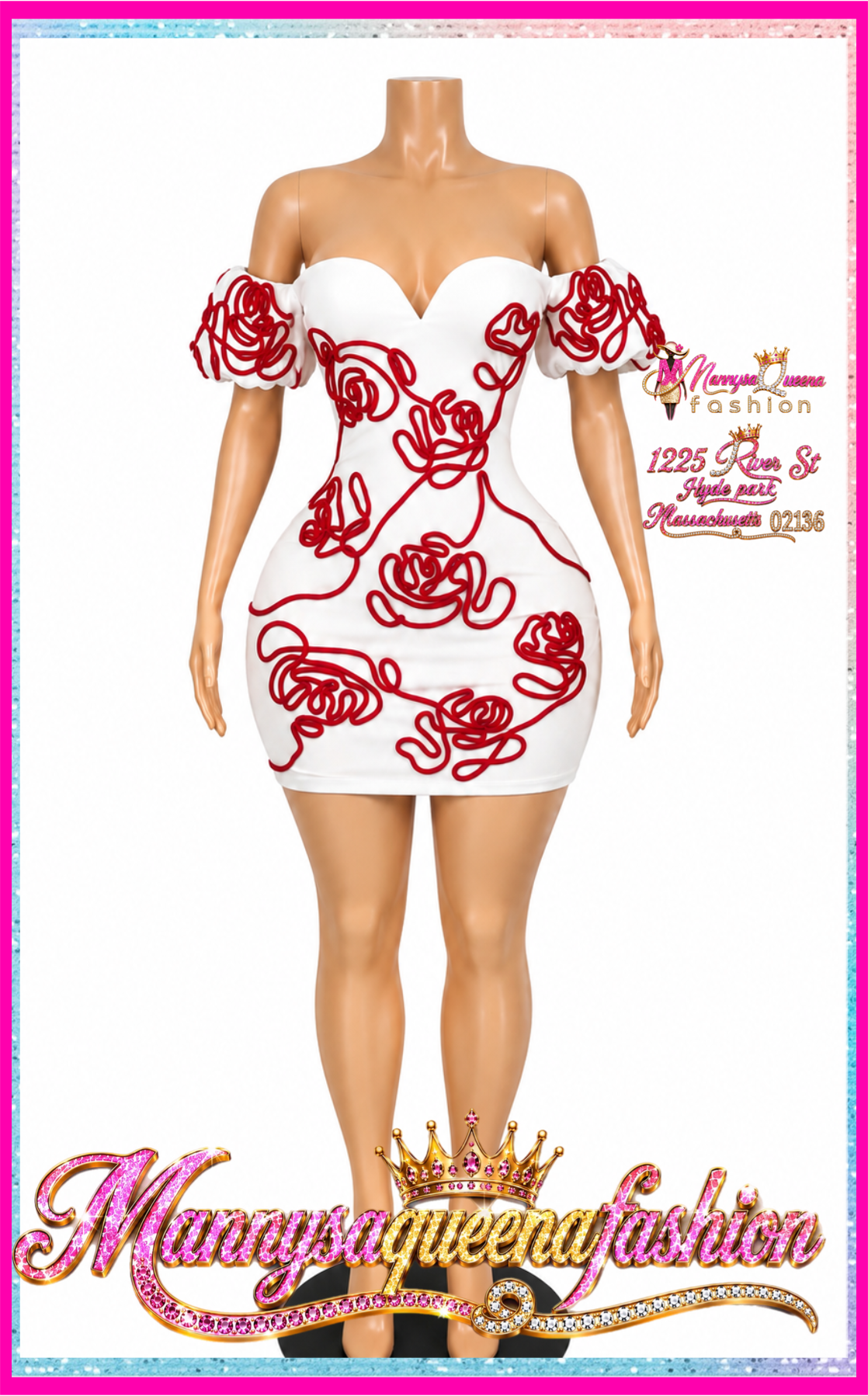 Pattern Squiggle Dress Red