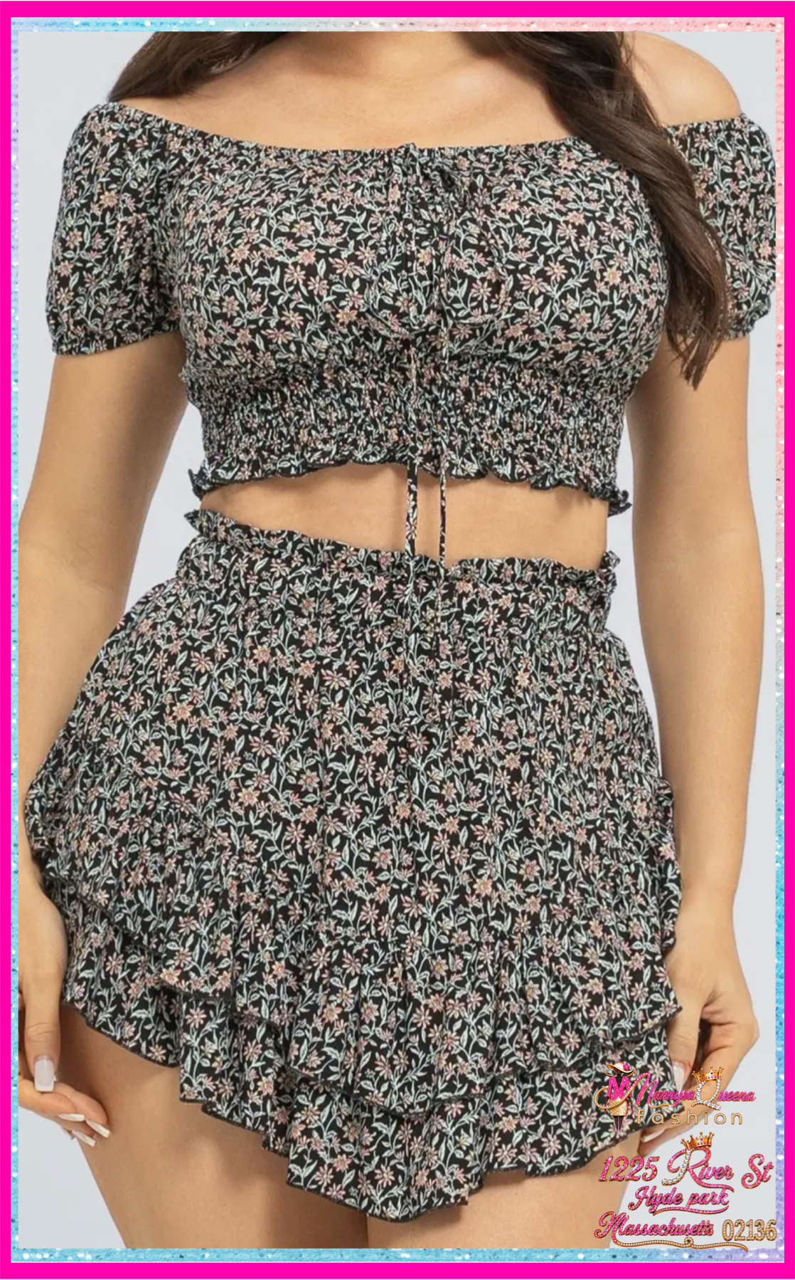 Elastic Shirring Top and Skirt Set