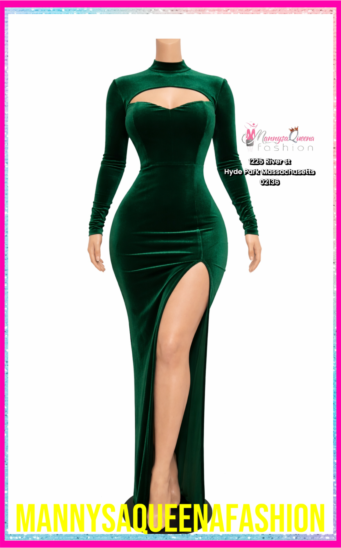 MOCK NECK MAXI DRESS GREEN