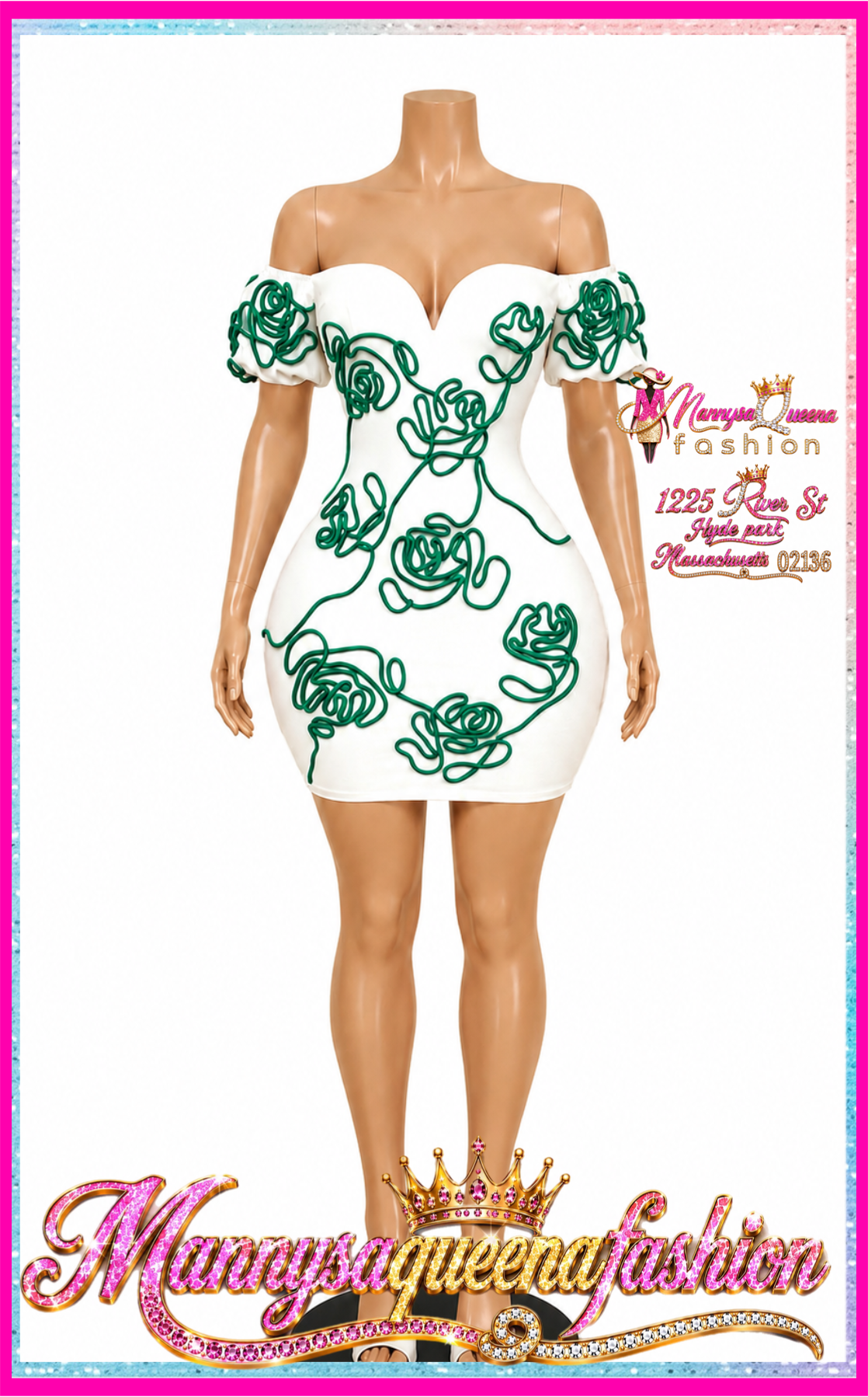 Pattern Squiggle Dress Green