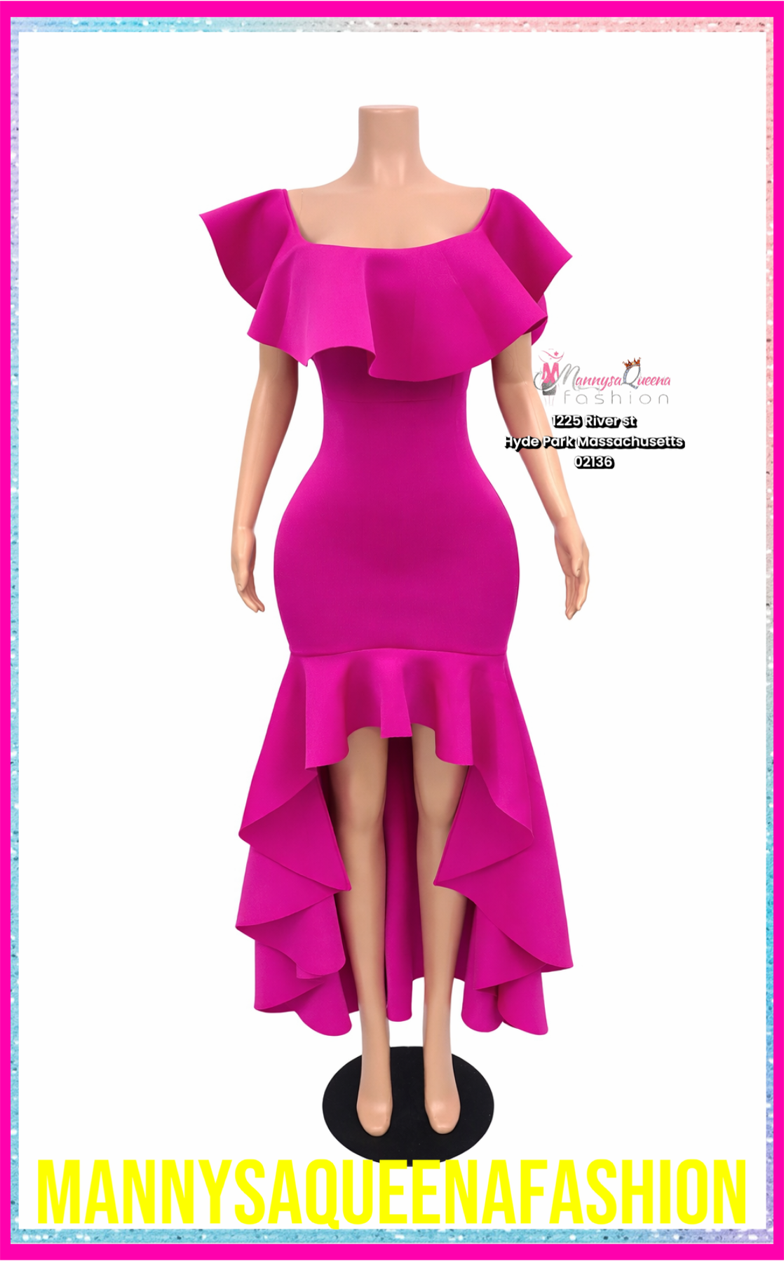 Elegant Pink Off-Shoulder Ruffle Dress