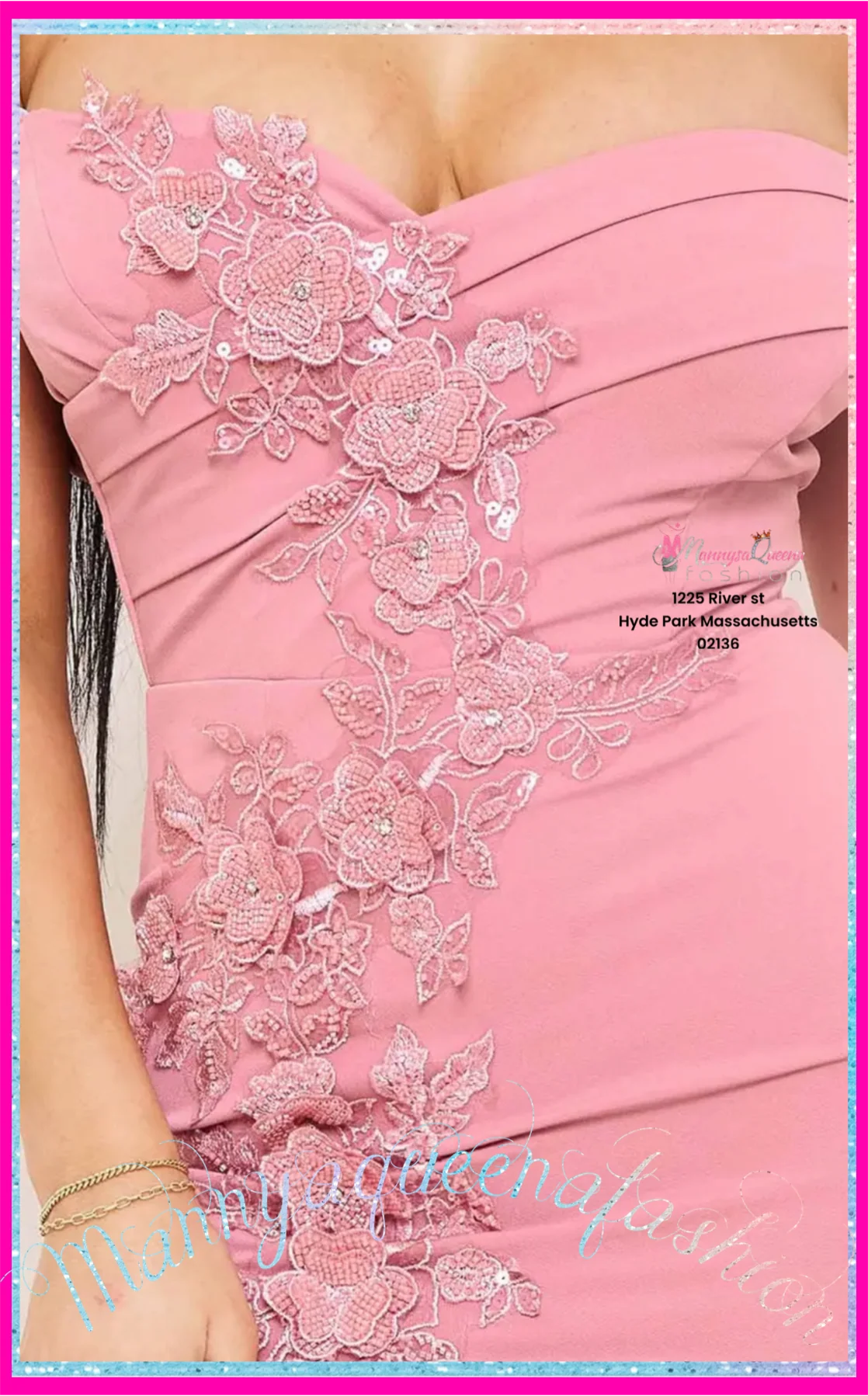 Flower Shaped Sequin MAXI Dress Rose