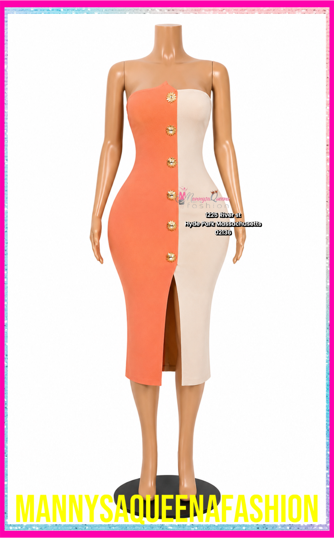 BODYCON TUBE MIDI DRESS CORAL