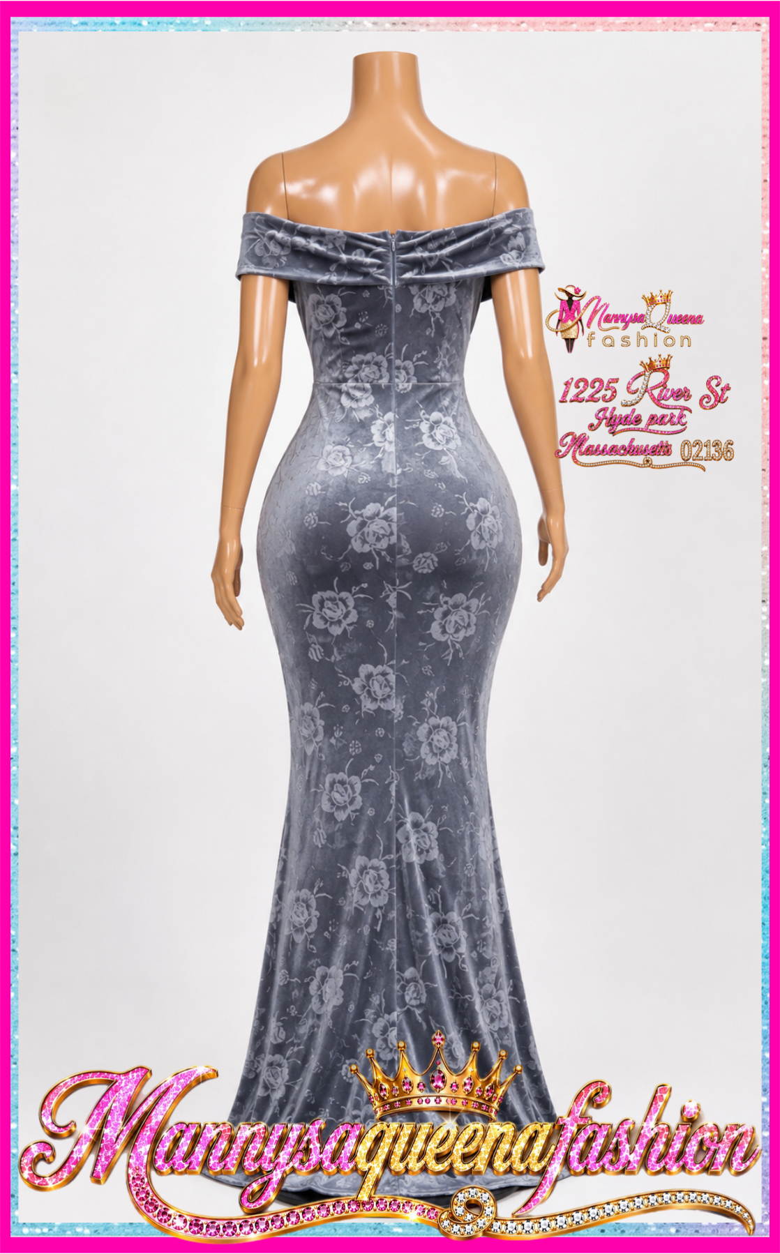 Vevlet Off the Shoulder Maxi Dress