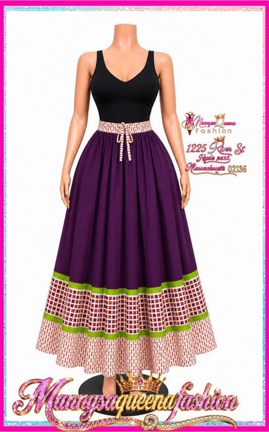 Print Maxi Skirt Purple