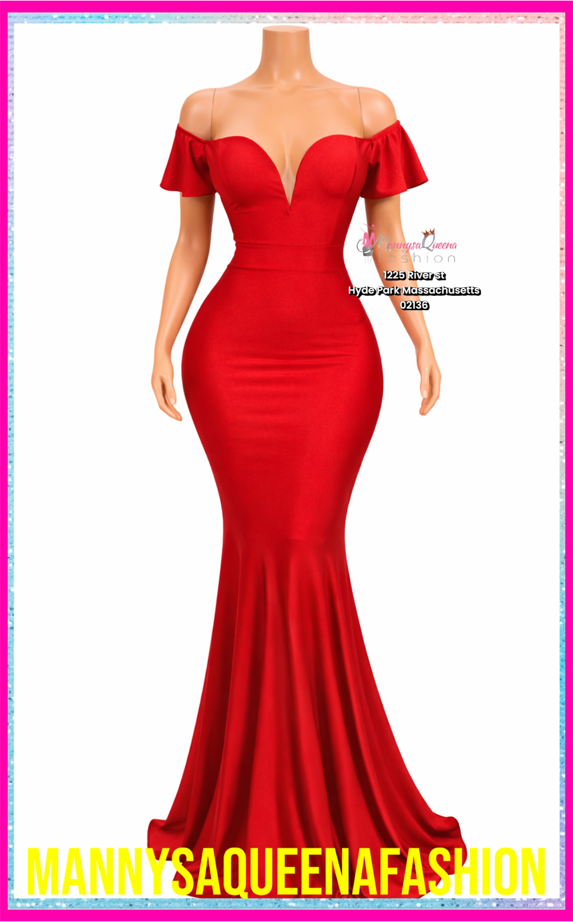 Red Elegance Off-Shoulder Mermaid Maxi Dress