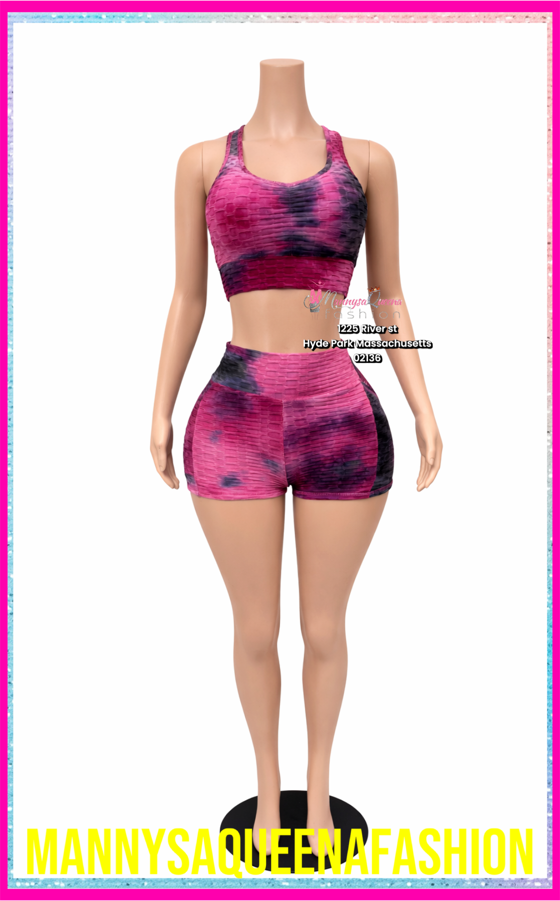 2-Piece Textured Tie-Dye Set Pink