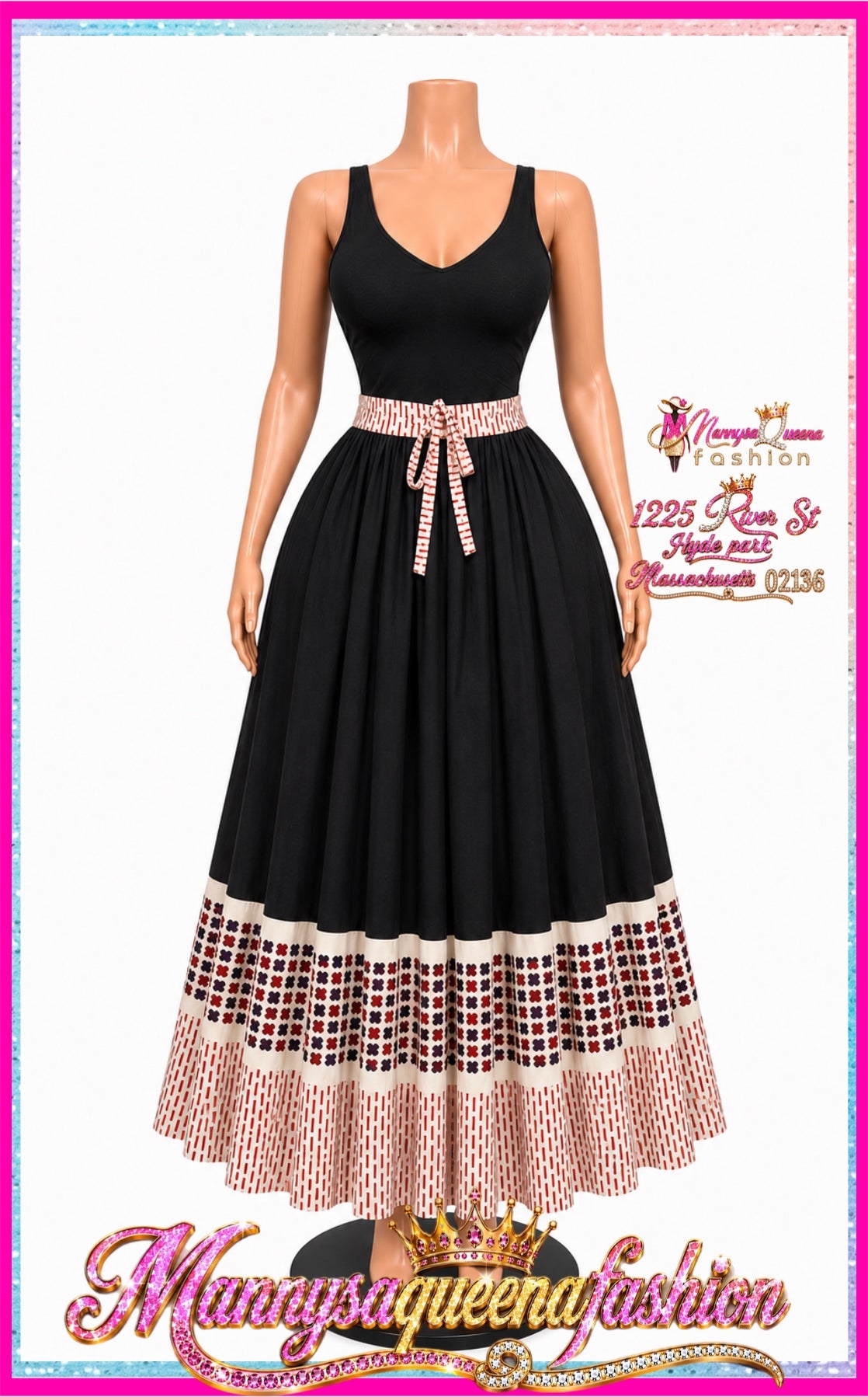 Print Maxi Skirt Black