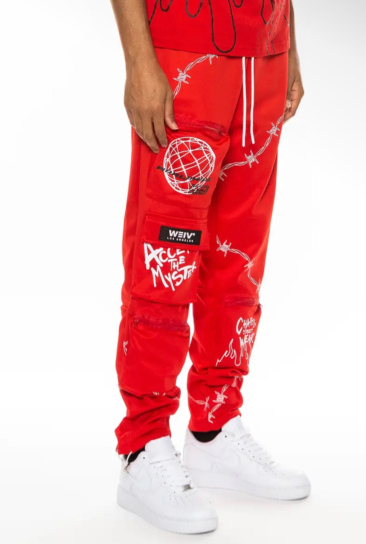 Pouch Cargo Jogger Pants Red