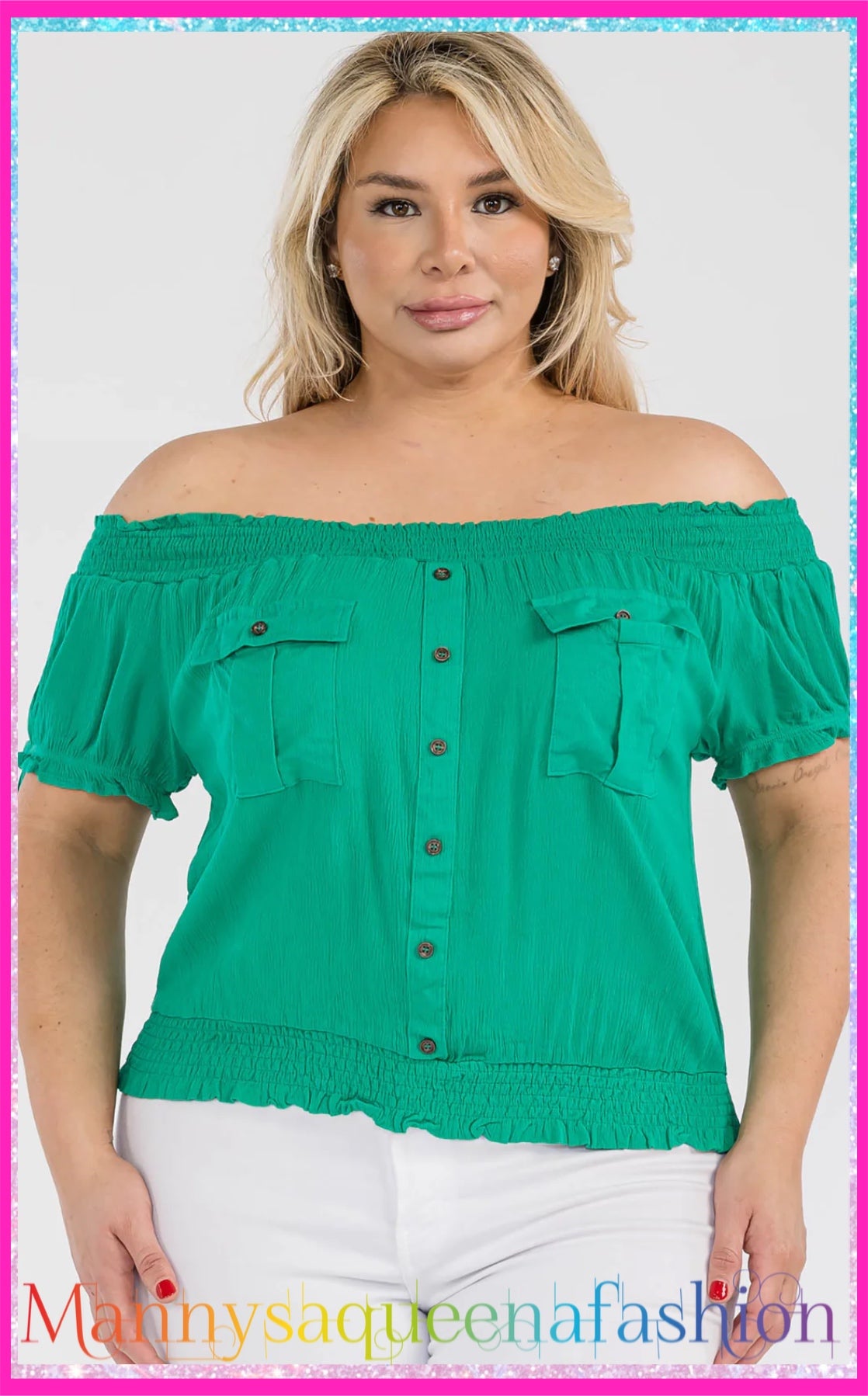 Off Shoulder Blouse Green