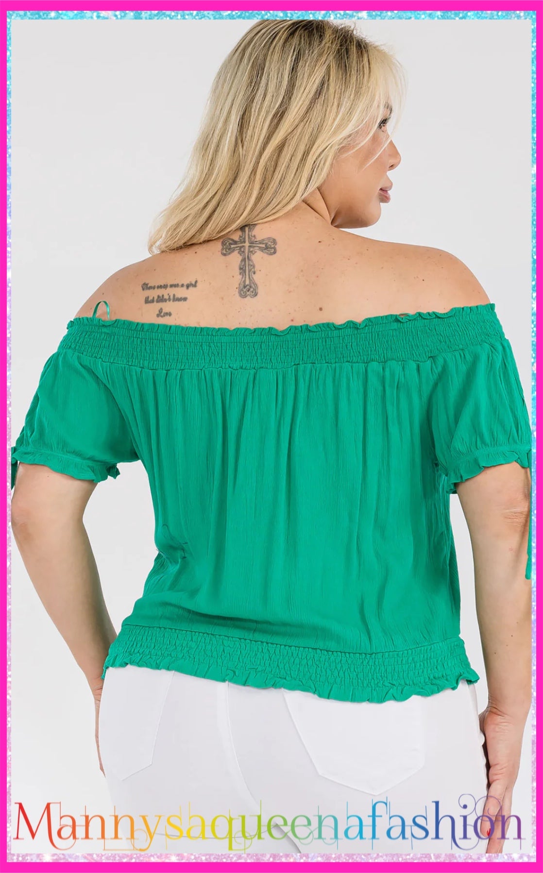 Off Shoulder Blouse Green