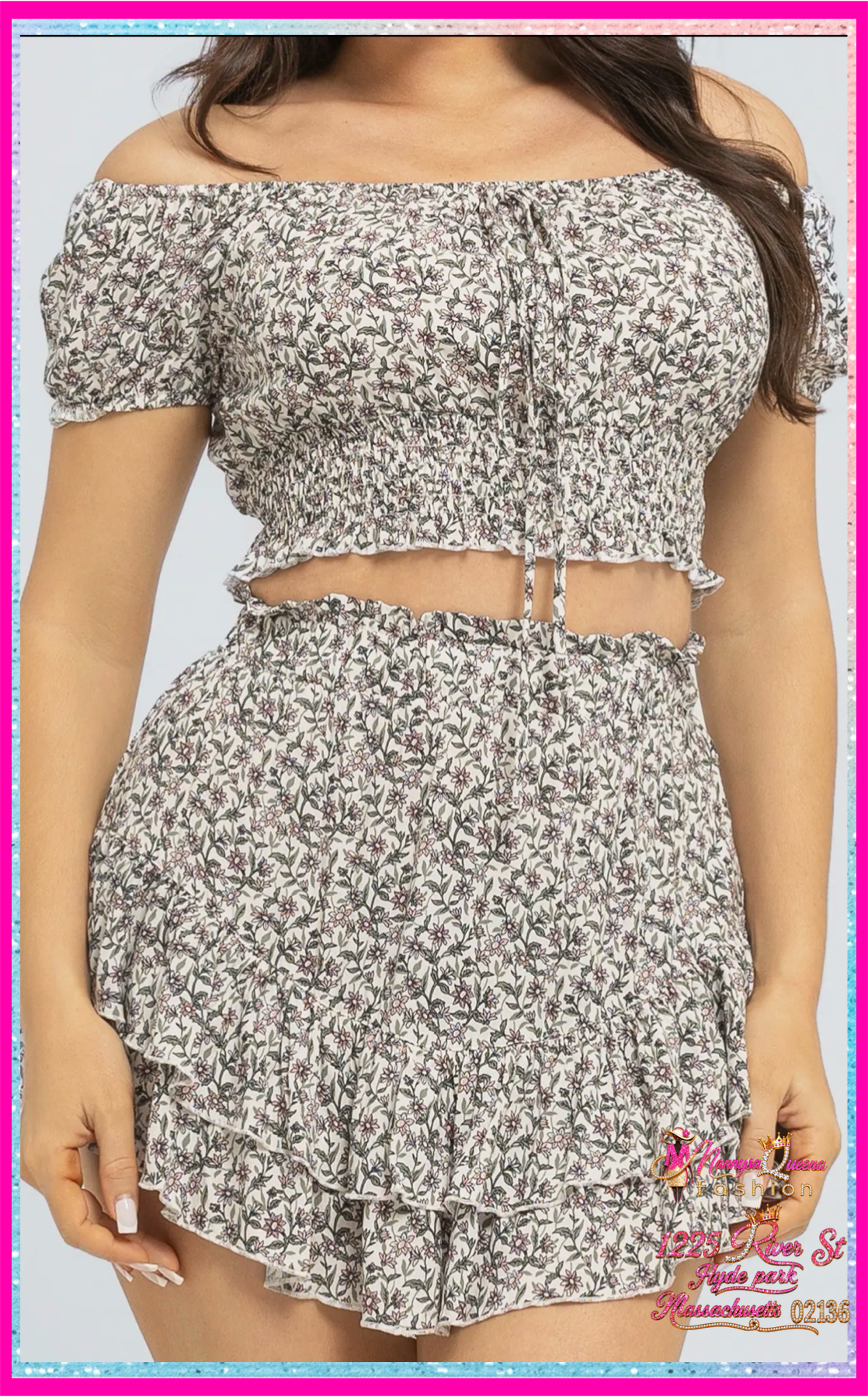 Elastic Shirring Top and Skirt Set