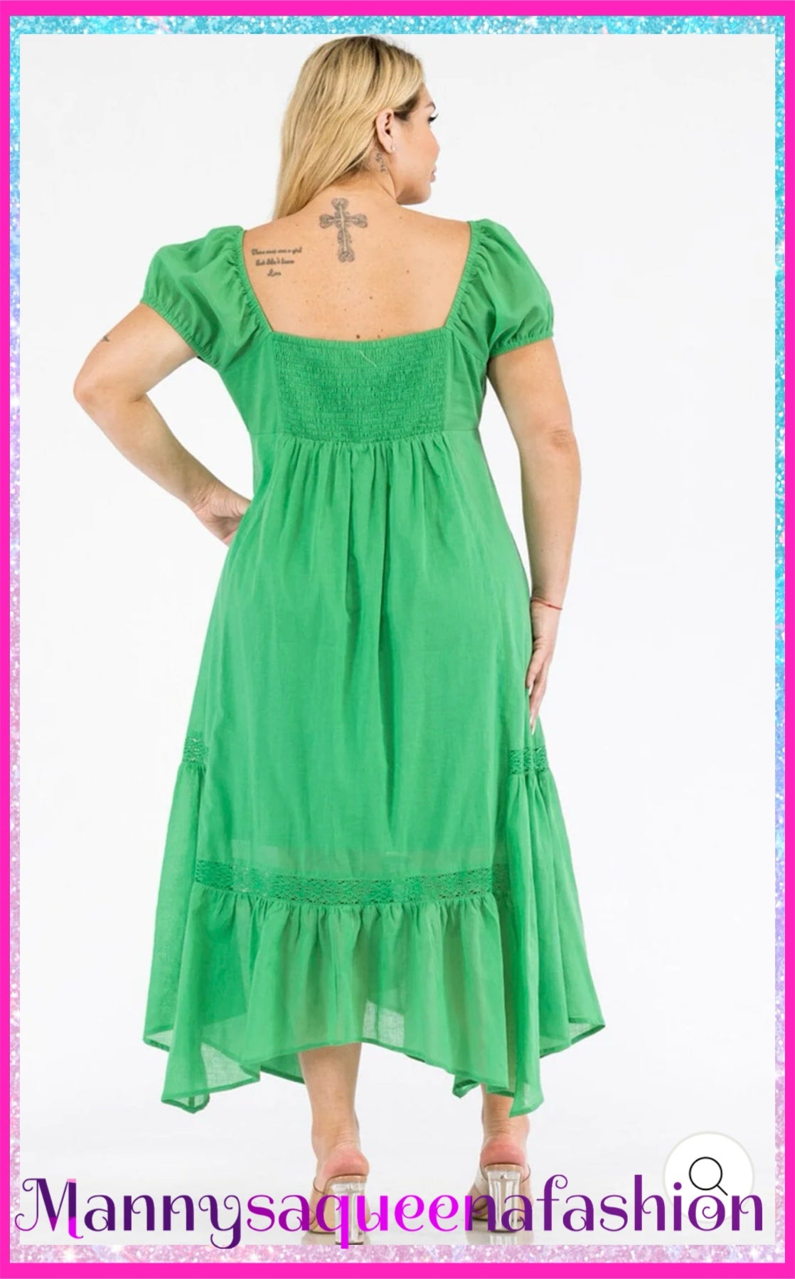 Flare maxi dress green