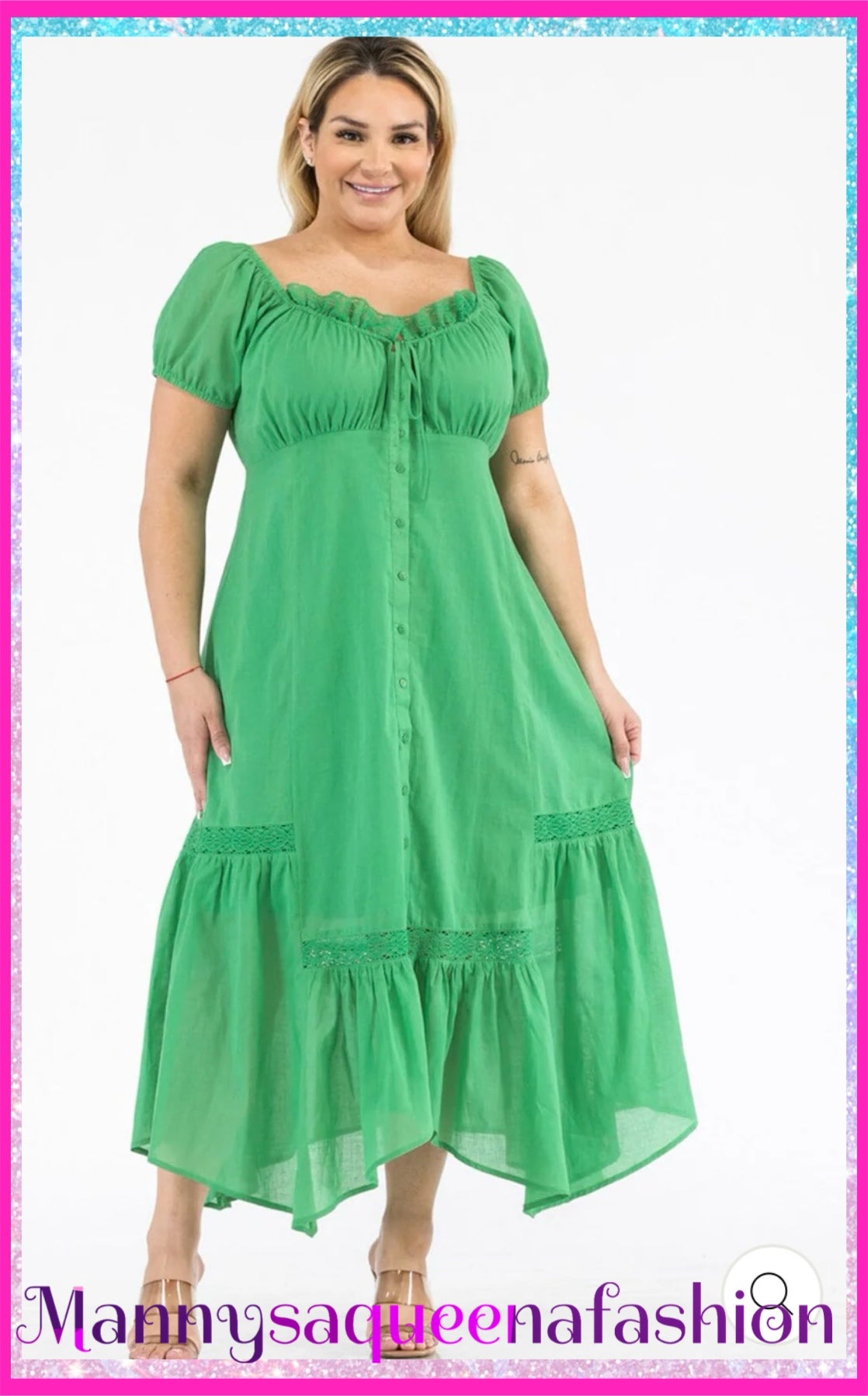 Flare maxi dress green