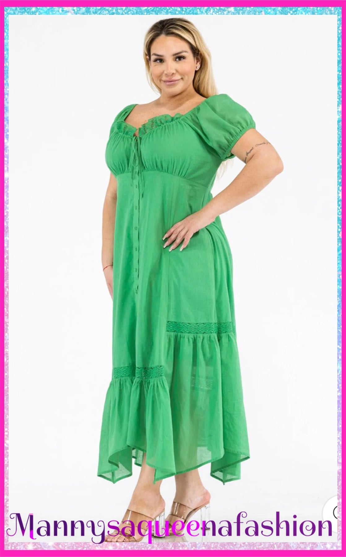 Flare maxi dress green