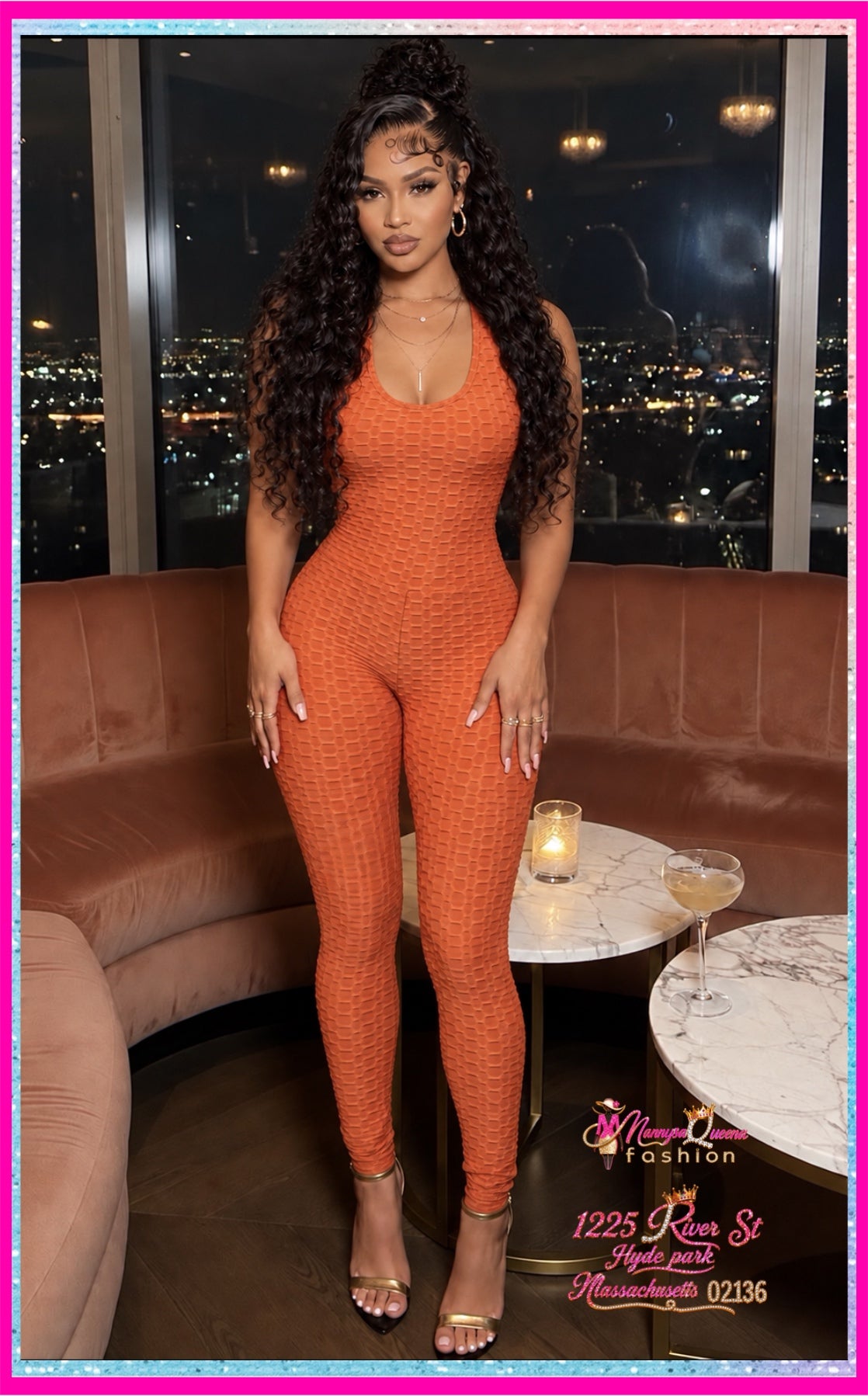 Sleeveless Cross Back Jumpsuit Orange