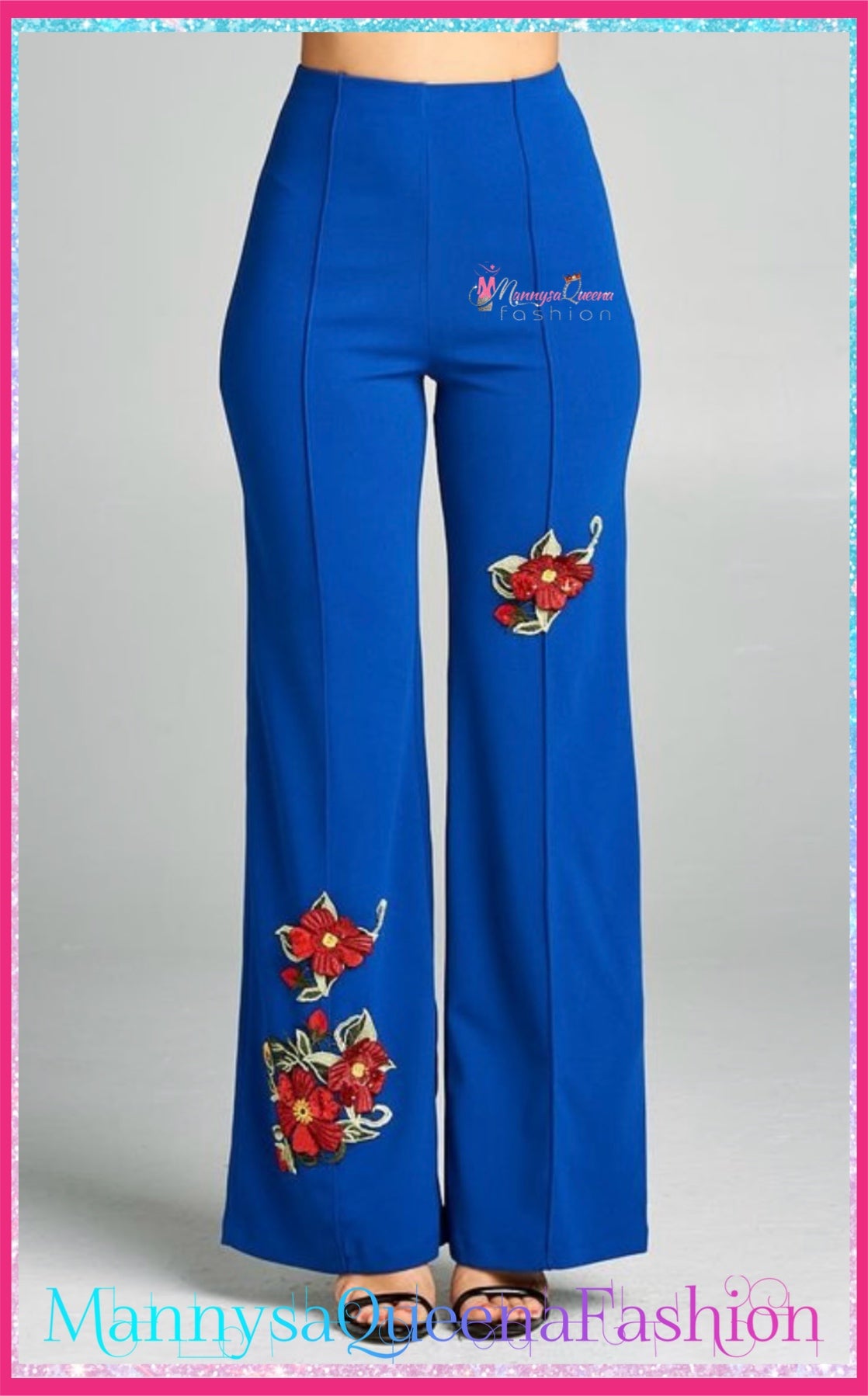 Blue/flower Pants
