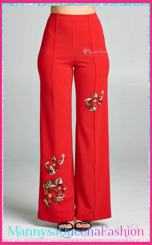 Red/flower Pants