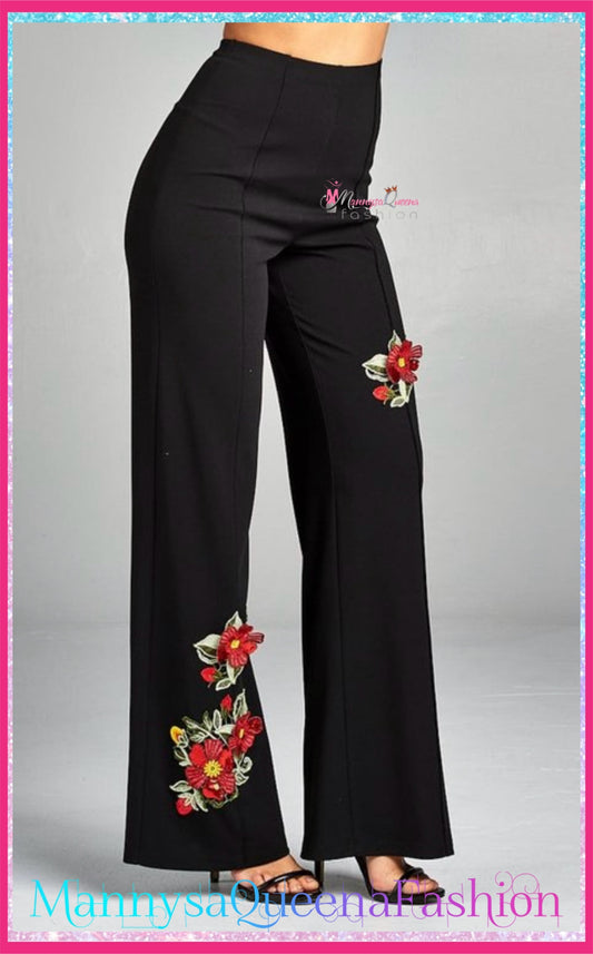 Black/flower Pants