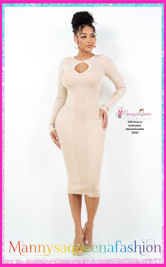 Samaira Collared Midi Dress Beige