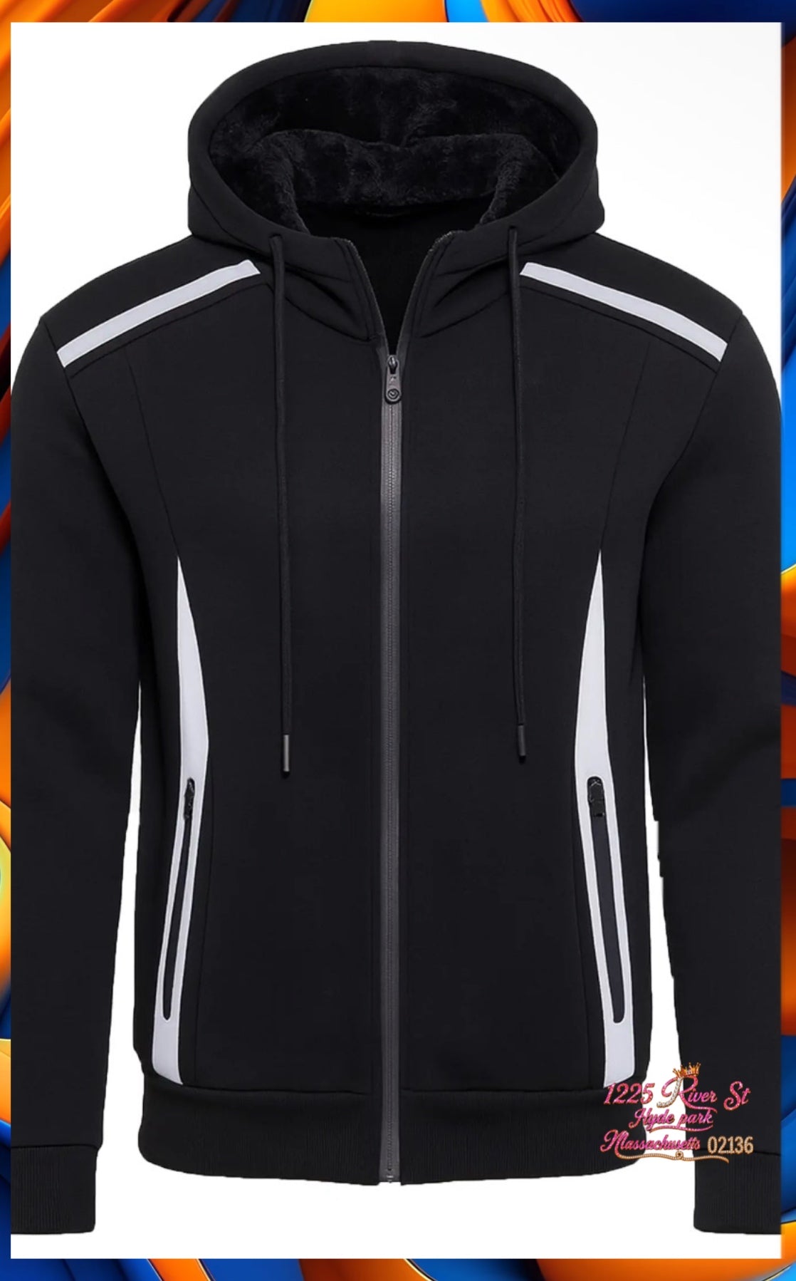 Fleece Lined
Reflective Tech Zip Hoodie Black