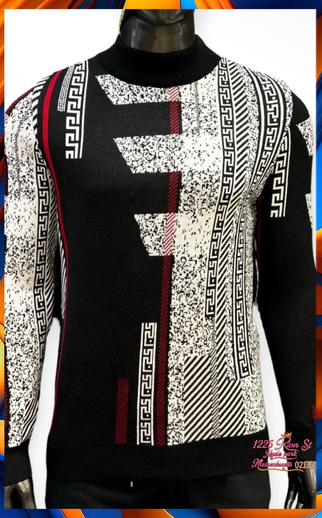 greek stripes Sweater  Black