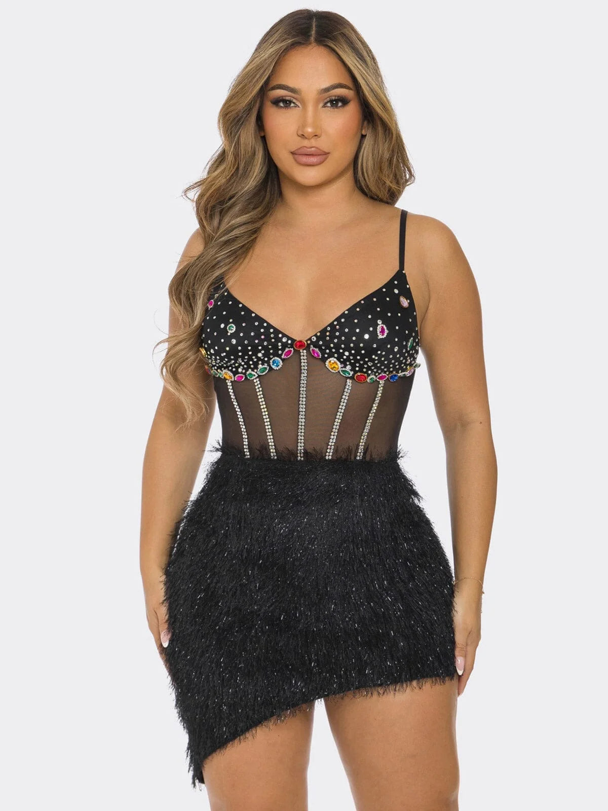 Starlight Jewel Mini Dress Black