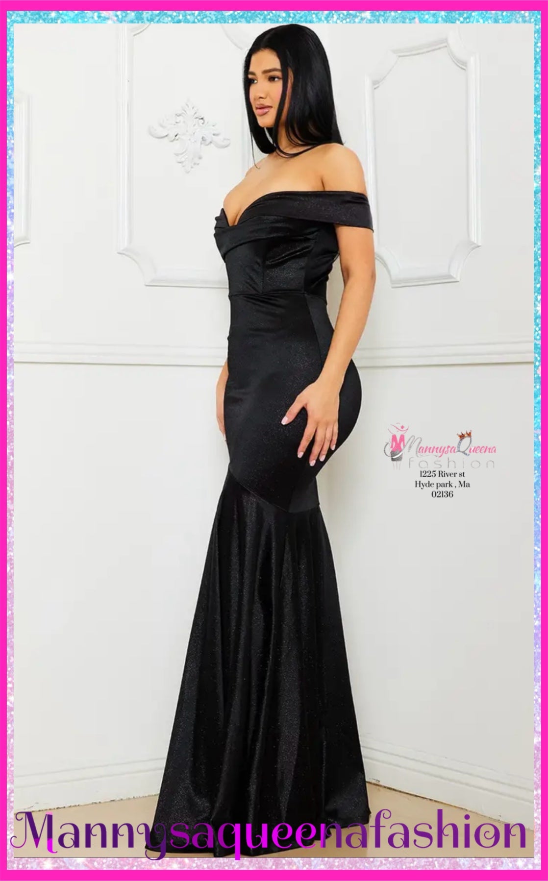 Satin Mermaid Black Dress