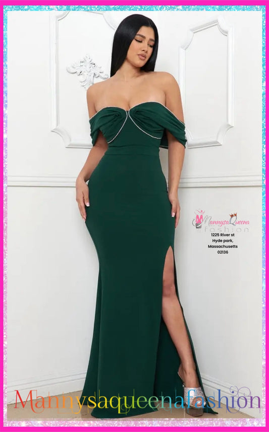 Pleated Maxi Dress Green