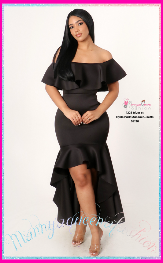 Scuba Maxi Mermaid Dress Black