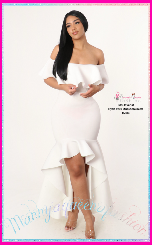 Scuba Maxi Mermaid Dress Black White