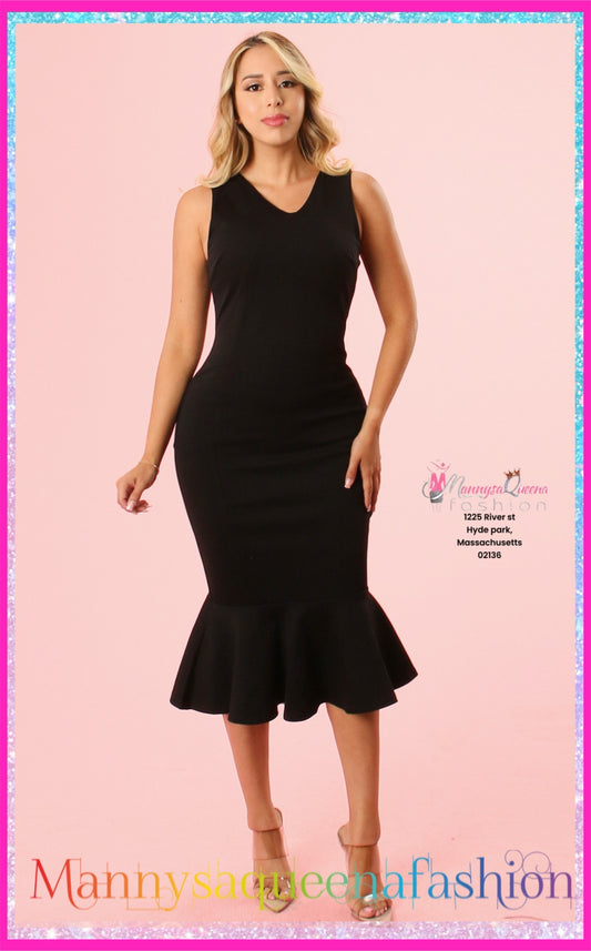 Mermaid Ruffle Dress Black