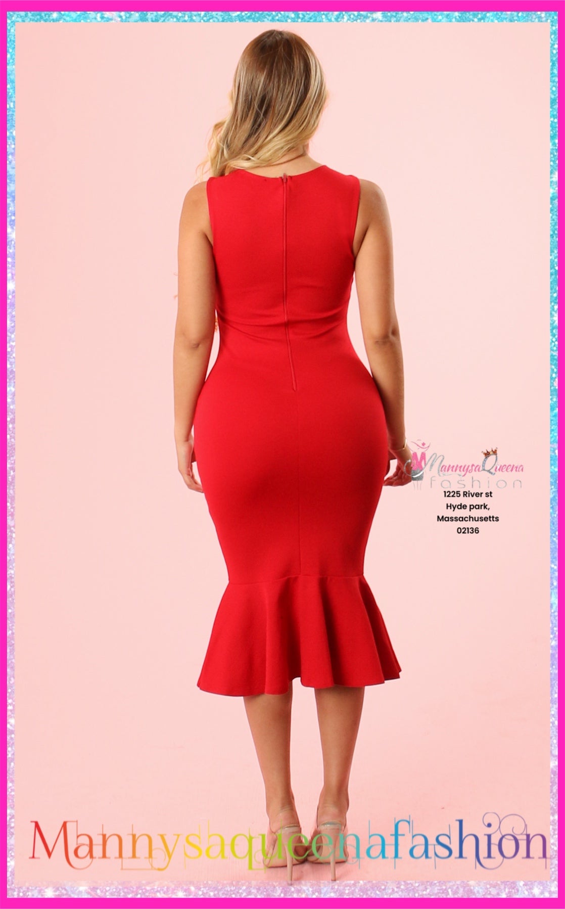 Mermaid Ruffle Dress Red