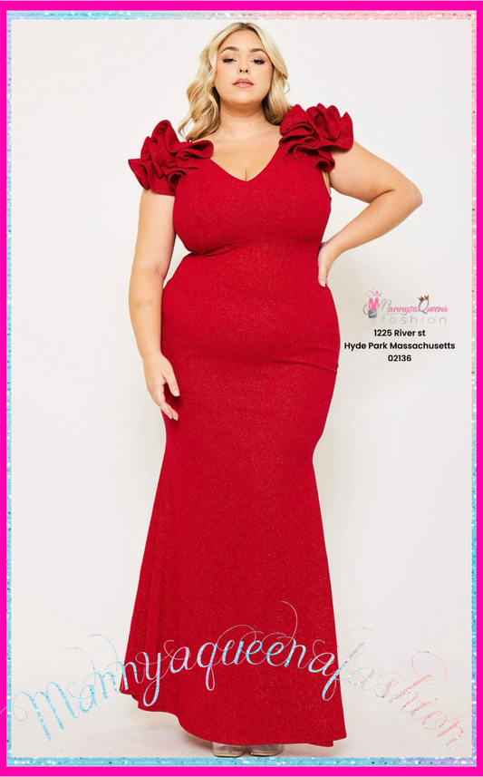 Glittered Ruffle Red Dress