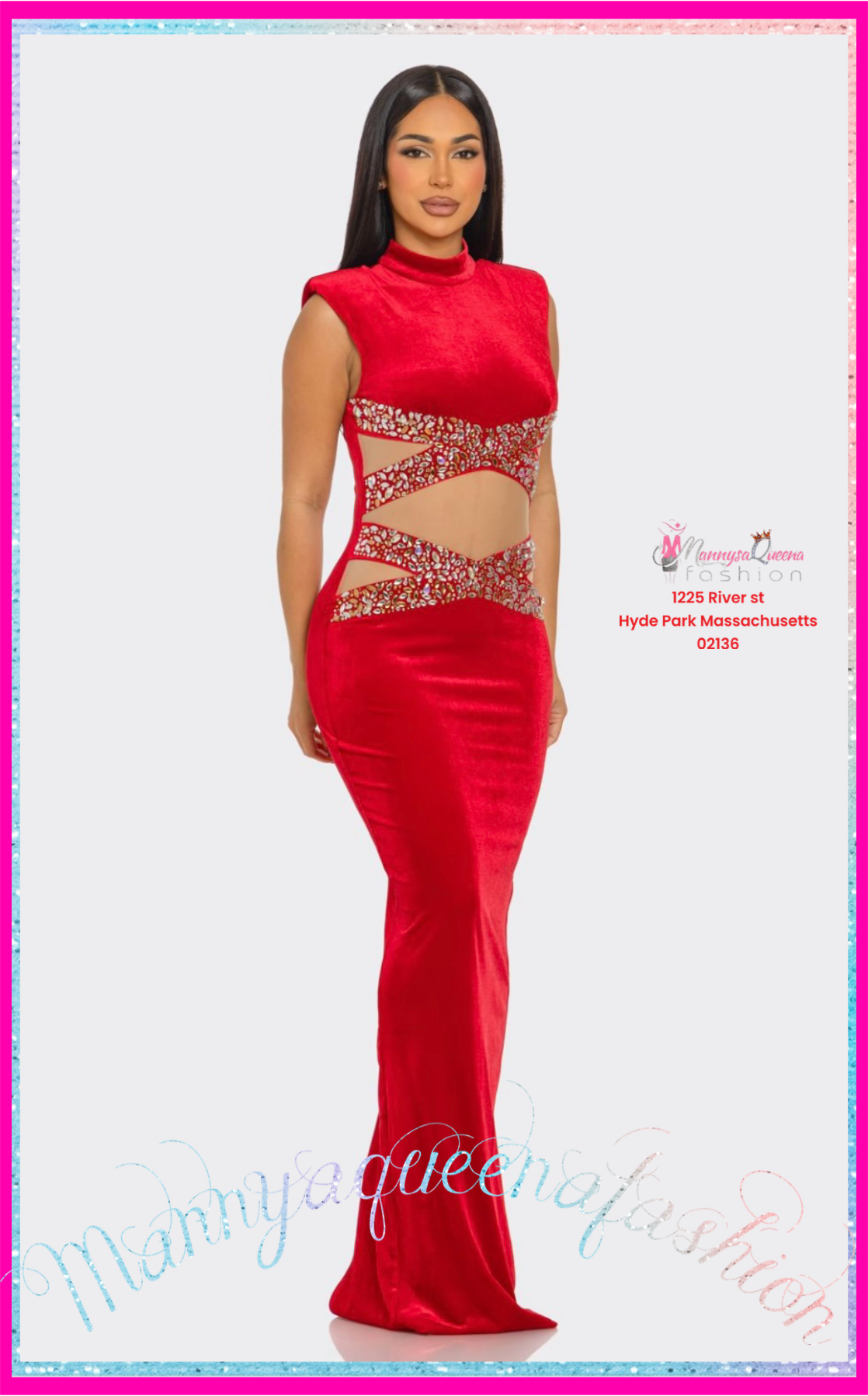 GALA GEM DRESS RED