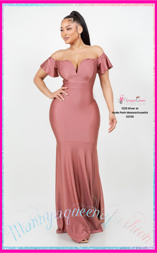 Amara Off Shoulder Mermaid Gown Mulberry