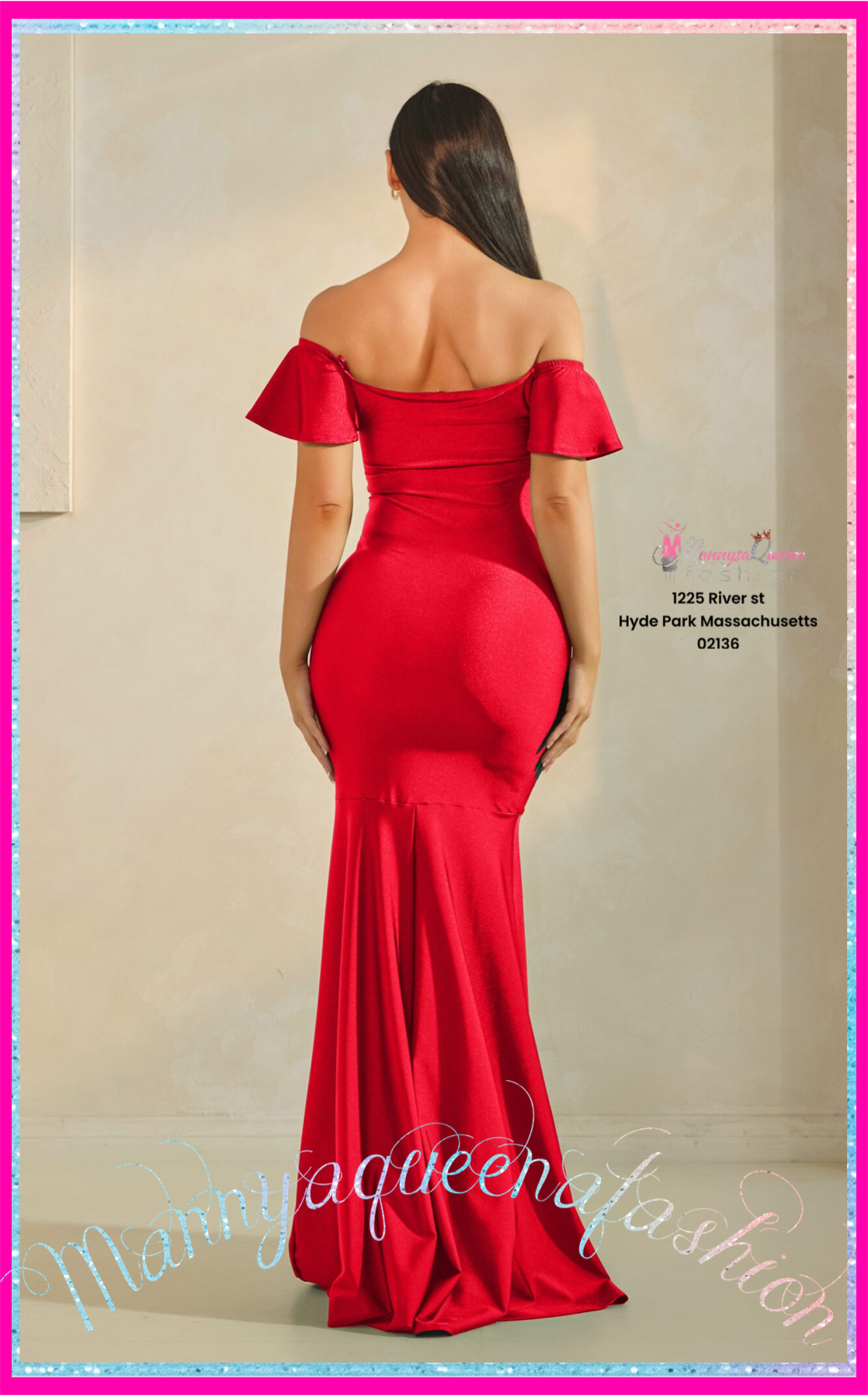 Amara Off Shoulder Mermaid Gown Red