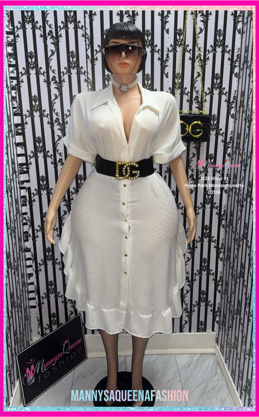 Ollya Midi Shirt Dress White