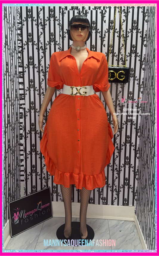 Ollya Midi Shirt Dress Orange